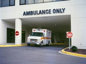 Ambulance at Emergency Room entrance